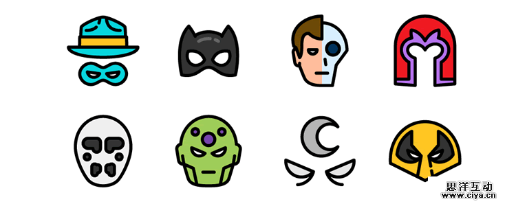 The Flat Superheroes & Villains Icon Set