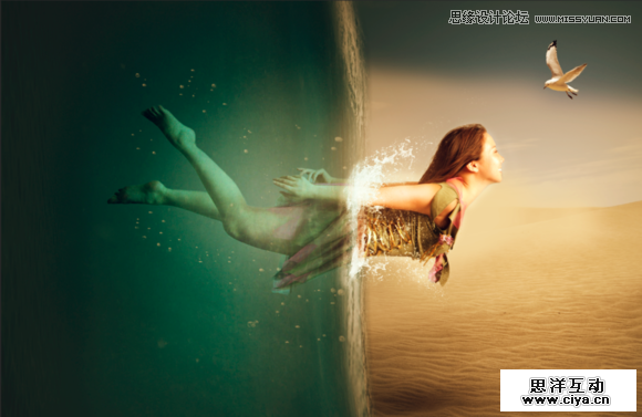Photoshop合成人像海底穿越的唯美场景效果,PS教程,素材中国网