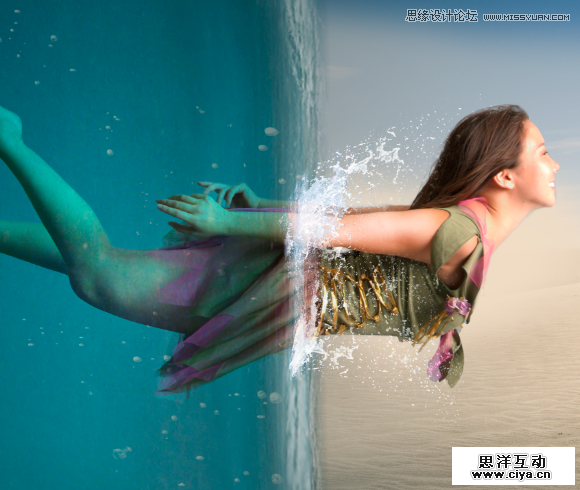 Photoshop合成人像海底穿越的唯美场景效果,PS教程,素材中国网